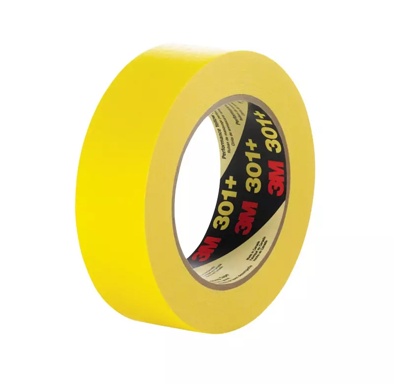 3M 301+ Yellow Masking Tape, 24 mm x 60 yd, 6.3 mil