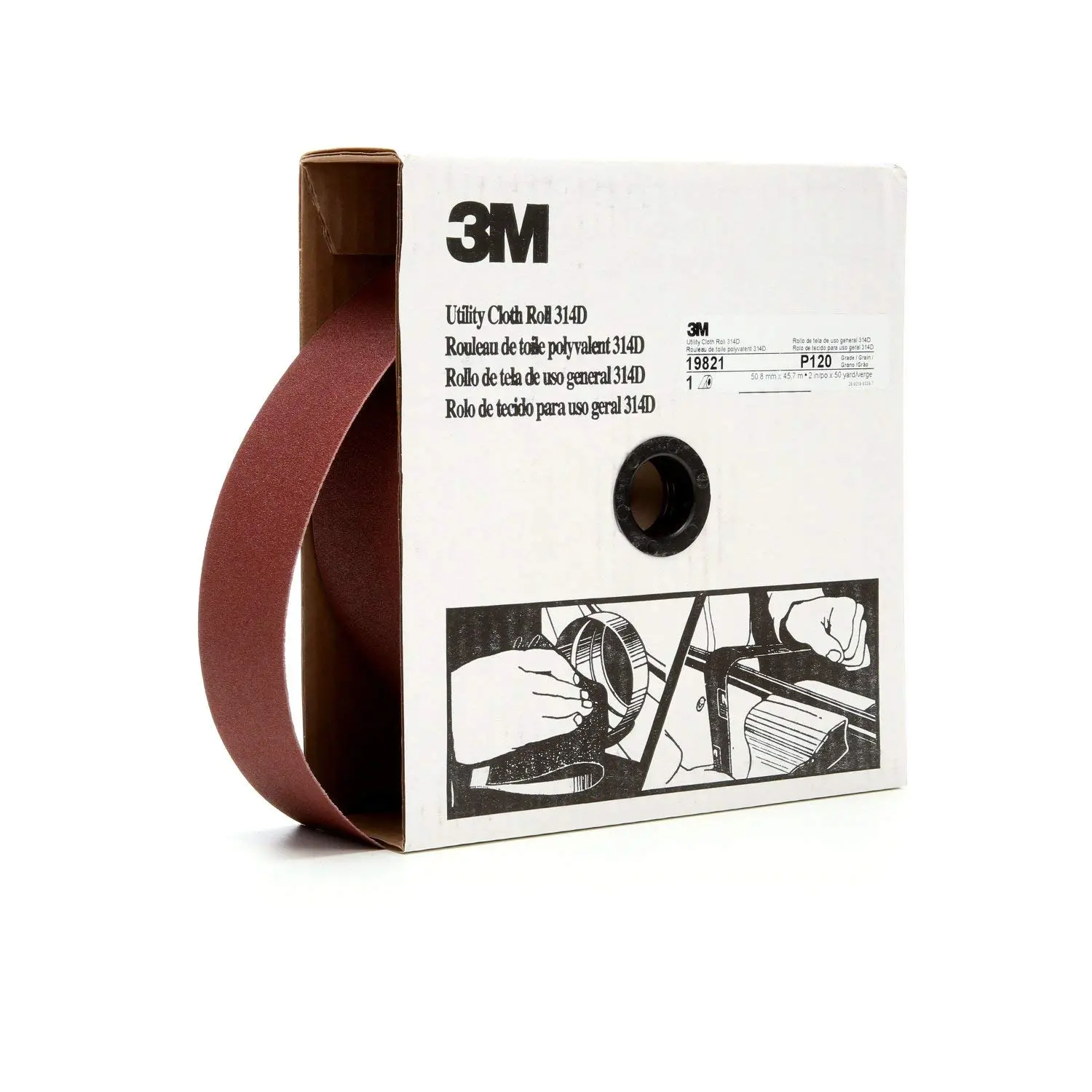 3M Cubitron Utility Cloth Roll 314D, 2 in x 50 yd J-weight