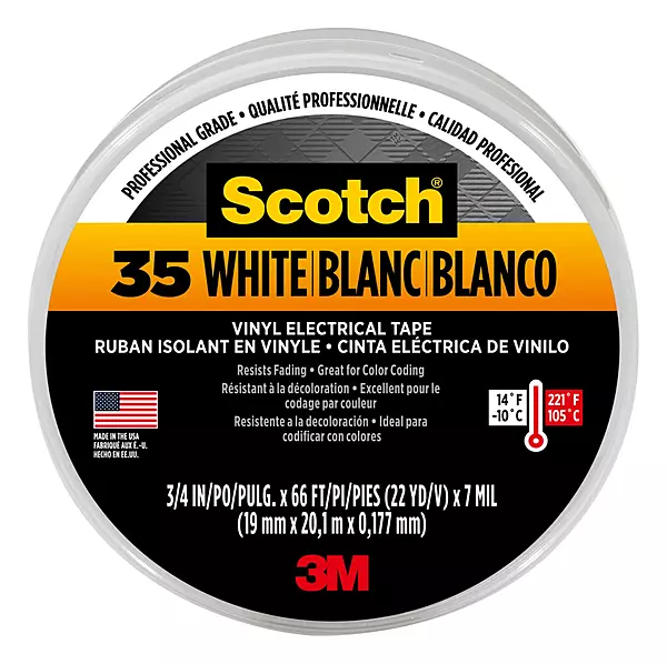 3M Safety 10828 10828-DL-2W Electrical Tape, 3/4" by 66', White, 66 Foot