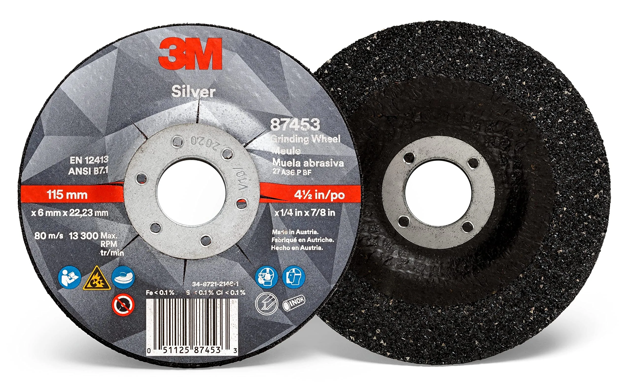 3M Silver Depcntr Grnd Whl T27 Qchng 4.5X1/4X7/8
