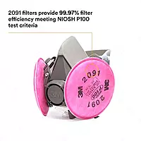 3M Half Facepiece Reusable Respirator Assembly Kit 6191, Size Small, P100, Lightweight, Comfortable, Easy to Adjust