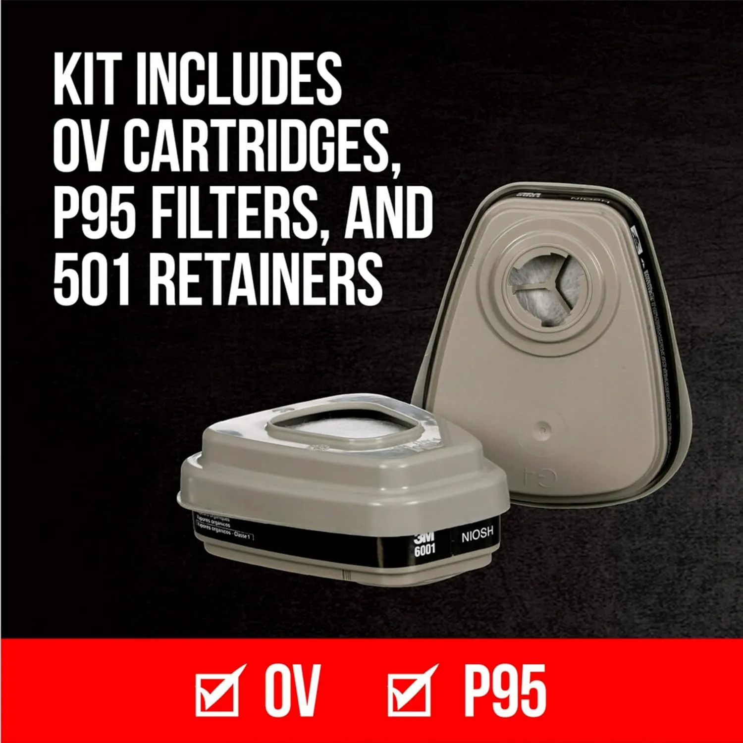 3M P95/OV Paint Project Reusable Respirator 6211, Medium Size (6211P1-DC)
