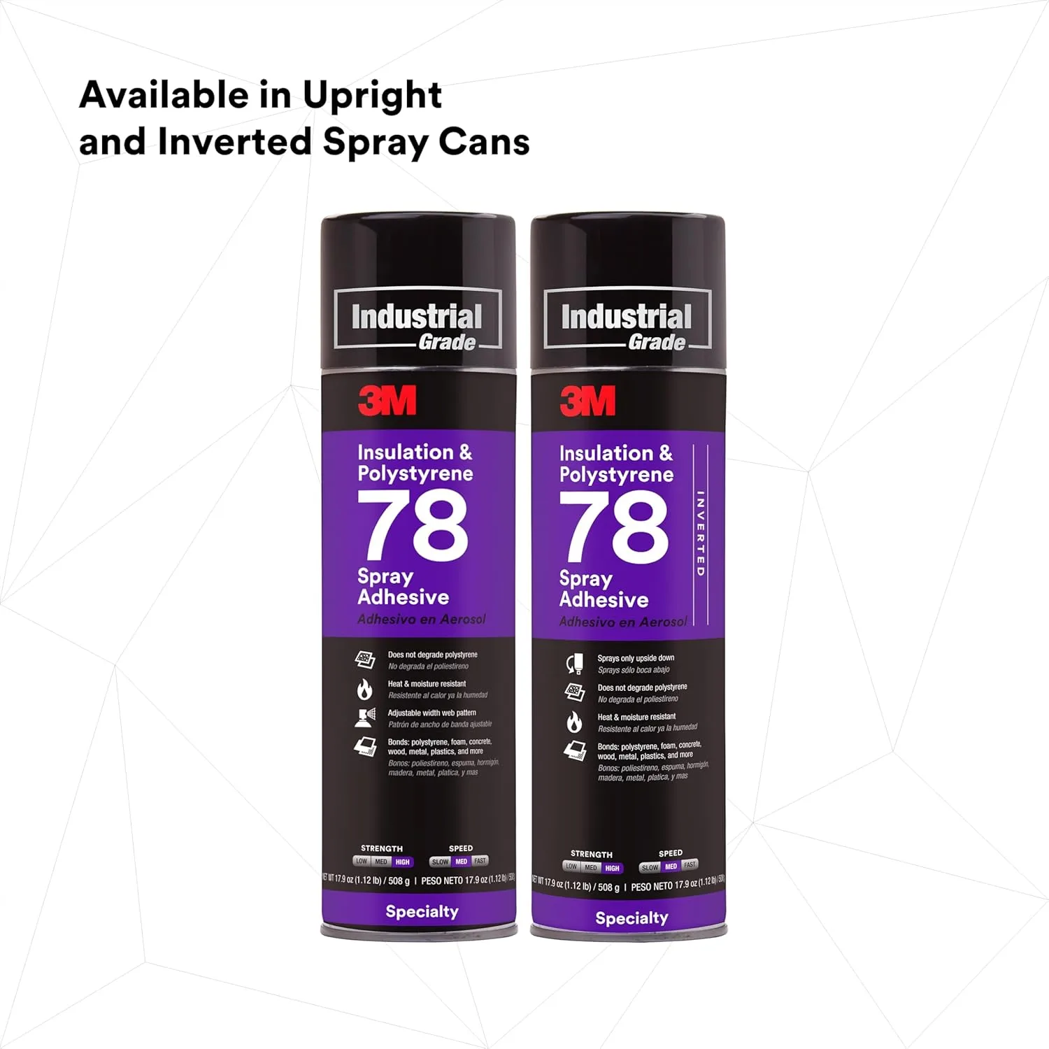 3M 78 Polystyrene Foam Insulation Spray Adhesive, Translucent 17.9 Oz. Aerosol Can