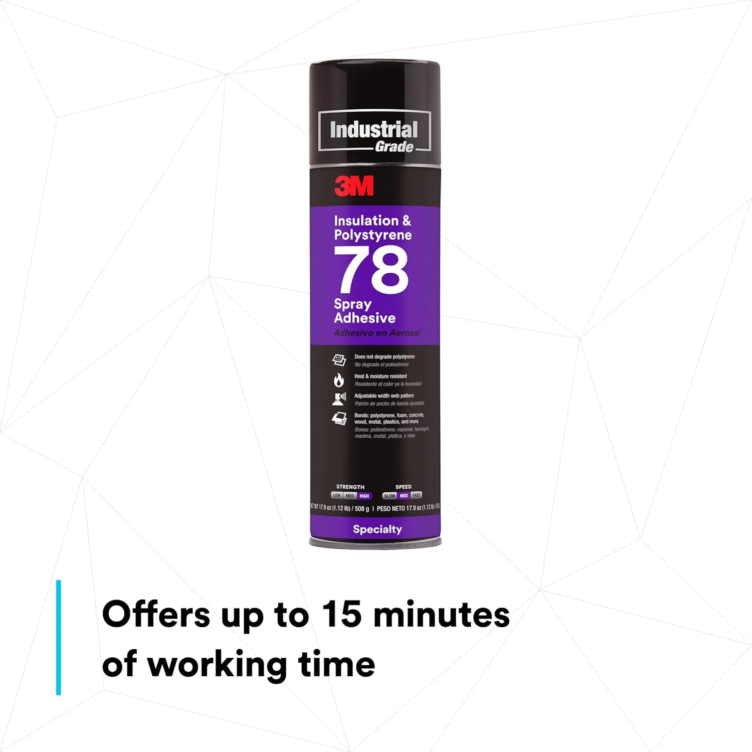 3M 78 Polystyrene Foam Insulation Spray Adhesive, Translucent 17.9 Oz. Aerosol Can