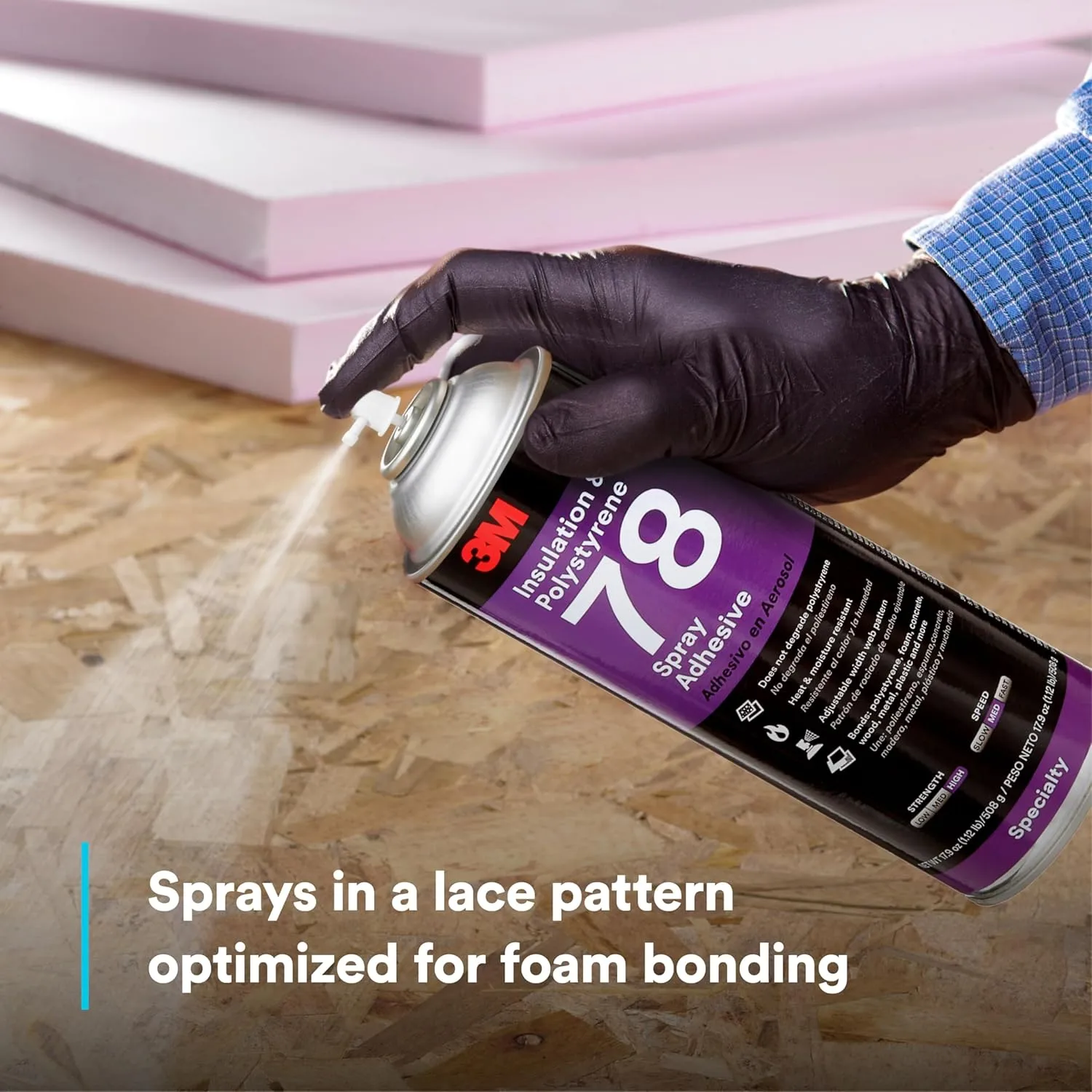 3M 78 Polystyrene Foam Insulation Spray Adhesive, Translucent 17.9 Oz. Aerosol Can