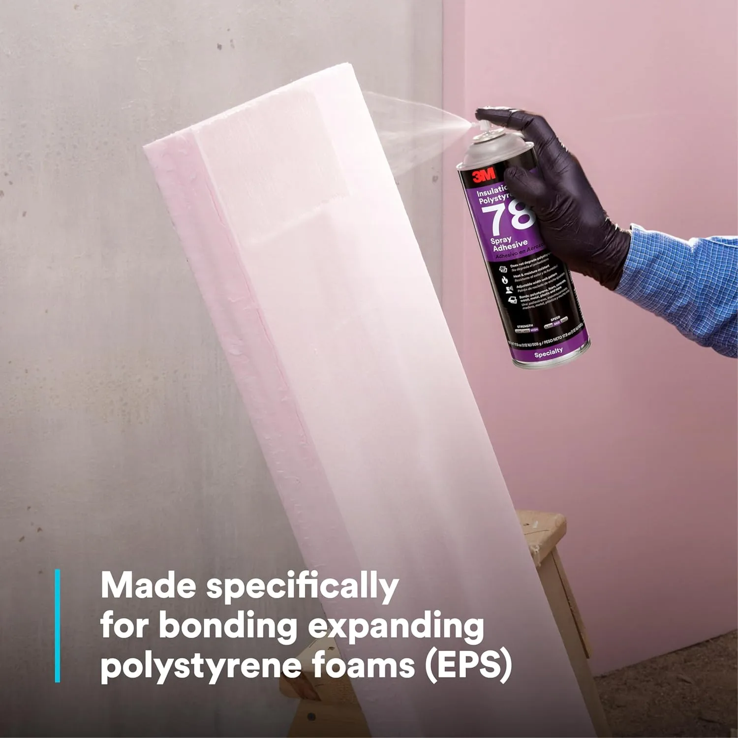3M 78 Polystyrene Foam Insulation Spray Adhesive, Translucent 17.9 Oz. Aerosol Can