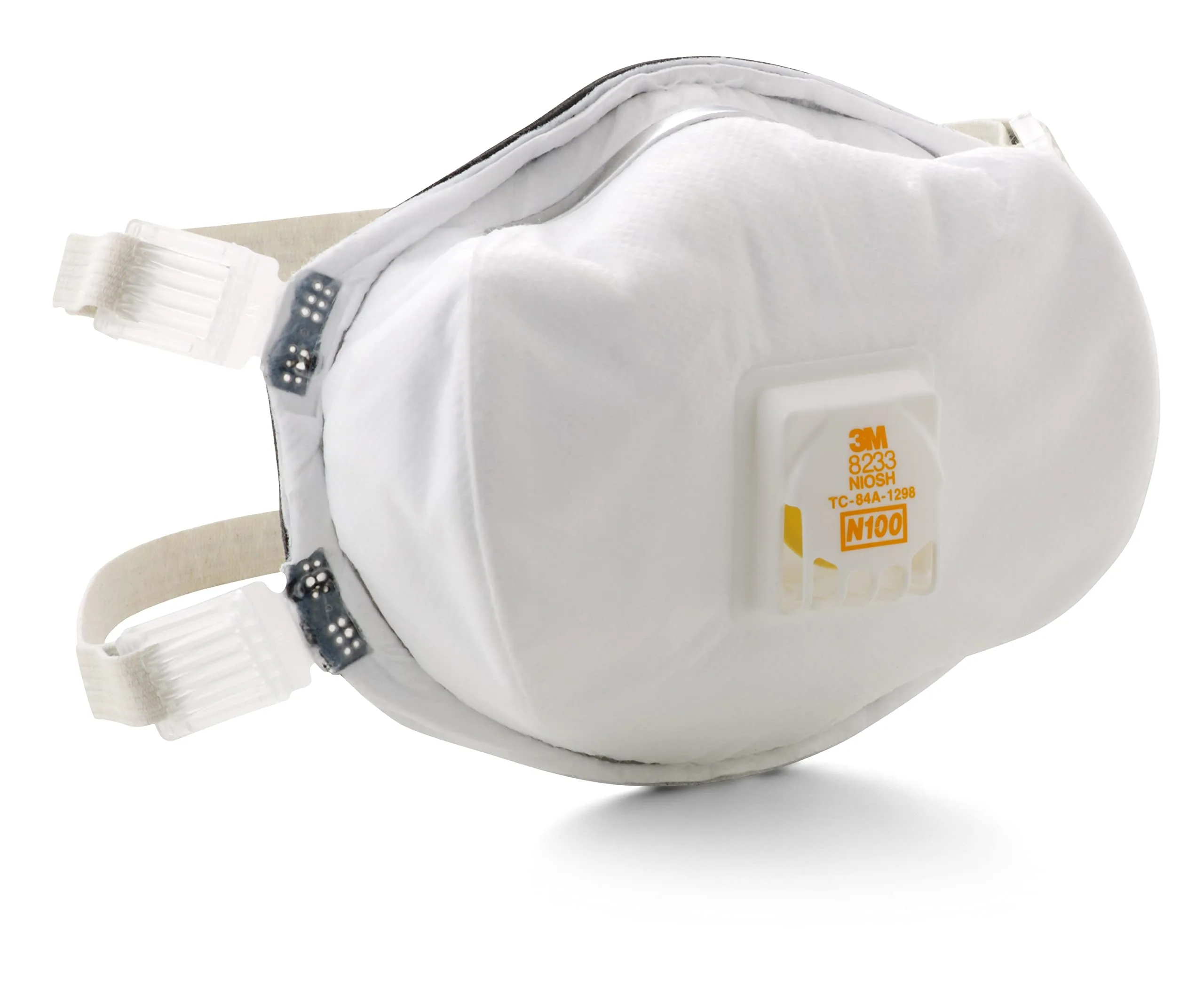3M Personal Protective Equipment Particulate Disposable Respirator 8233, NIOSH APPROVED, Exhalation Valve, N100