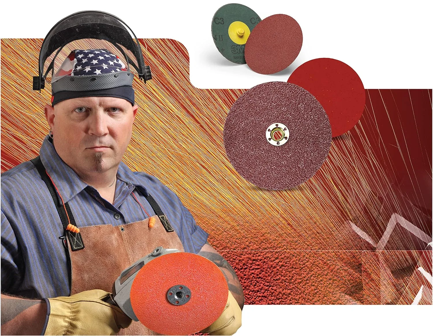 3M Fibre Disc 987C - 36+ Grit Metal Grinding Disc - Ceramic Precision Shaped Grain - For Angle Grinders - (Pack of 25)