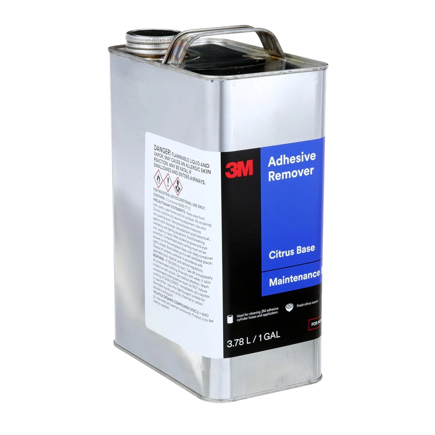 3M Adhesive Remover, 1 Gallon Can, Citrus Oil-Based, Multi-Surface Use, Low-Mess, Great for Removing Adhesives such as Label