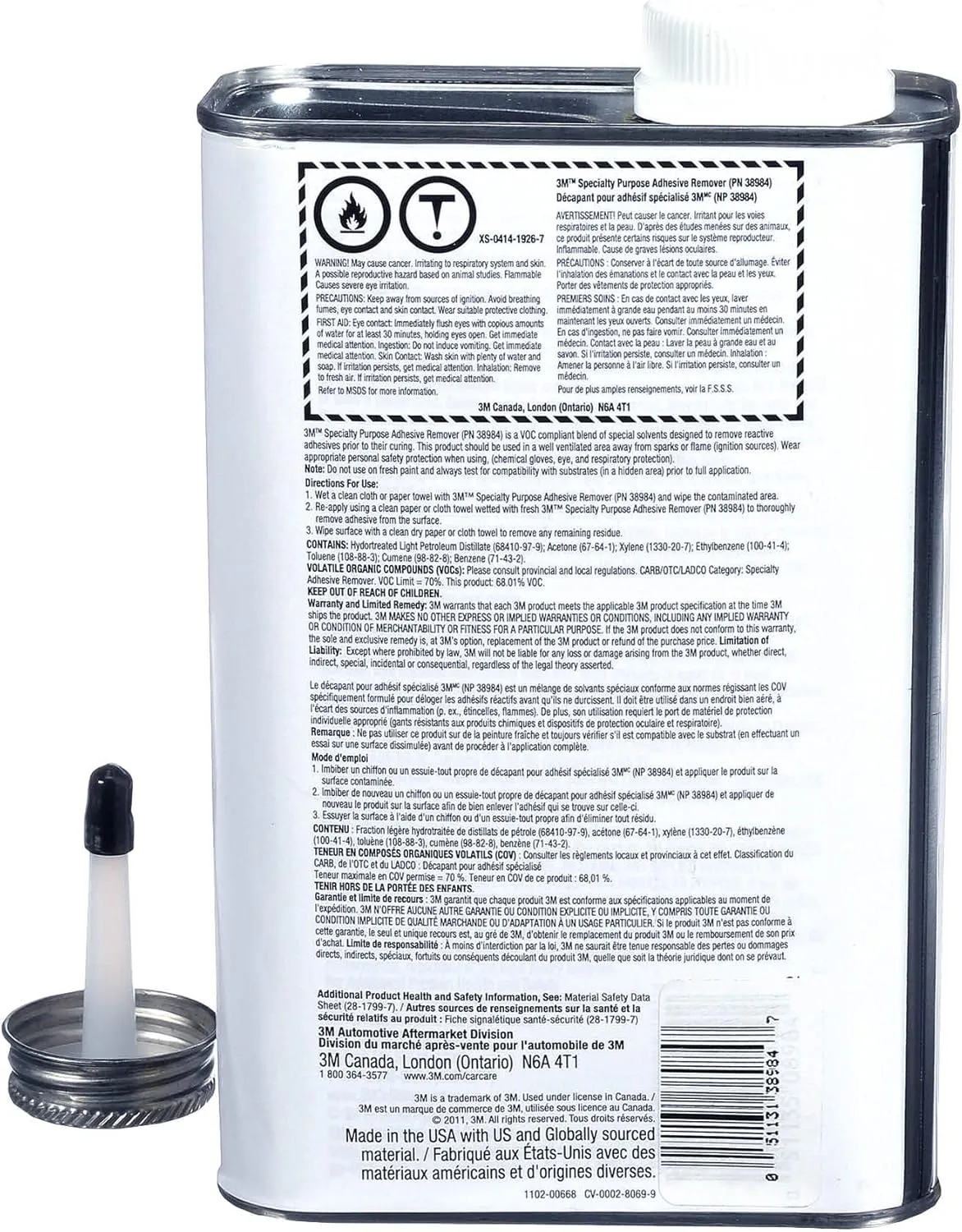 3M Specialty Adhesive Remover, Solvent-Based Industrial Liquid