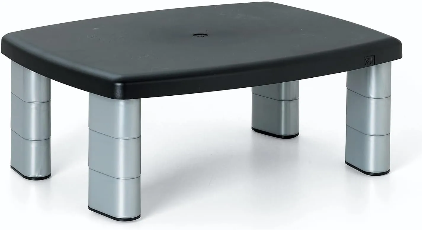 3M Adjustable Height Monitor Stand 15 x 12 Black/Silver MS80B