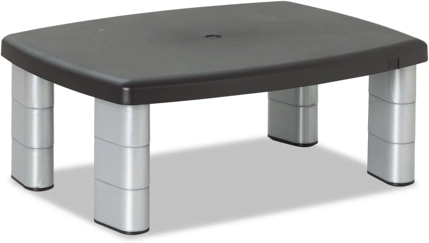 3M Adjustable Height Monitor Stand 15 x 12 Black/Silver MS80B
