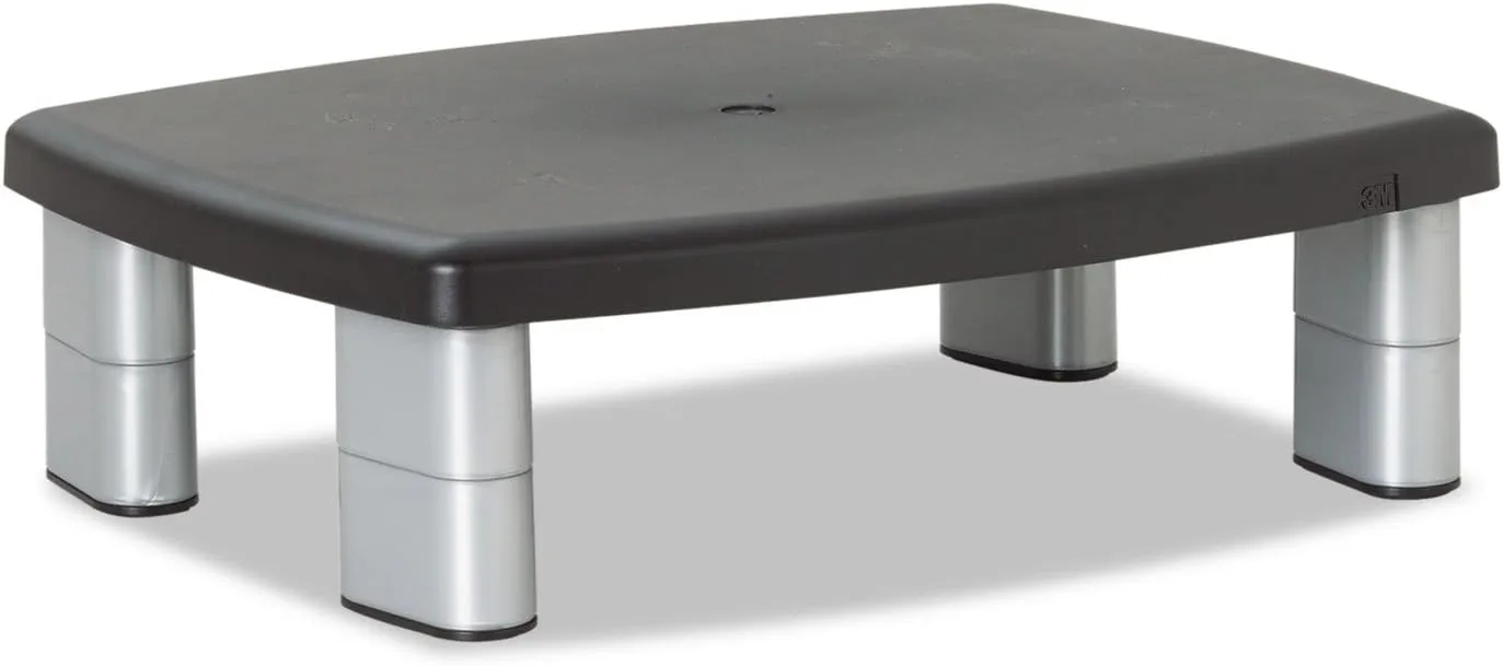3M Adjustable Height Monitor Stand 15 x 12 Black/Silver MS80B
