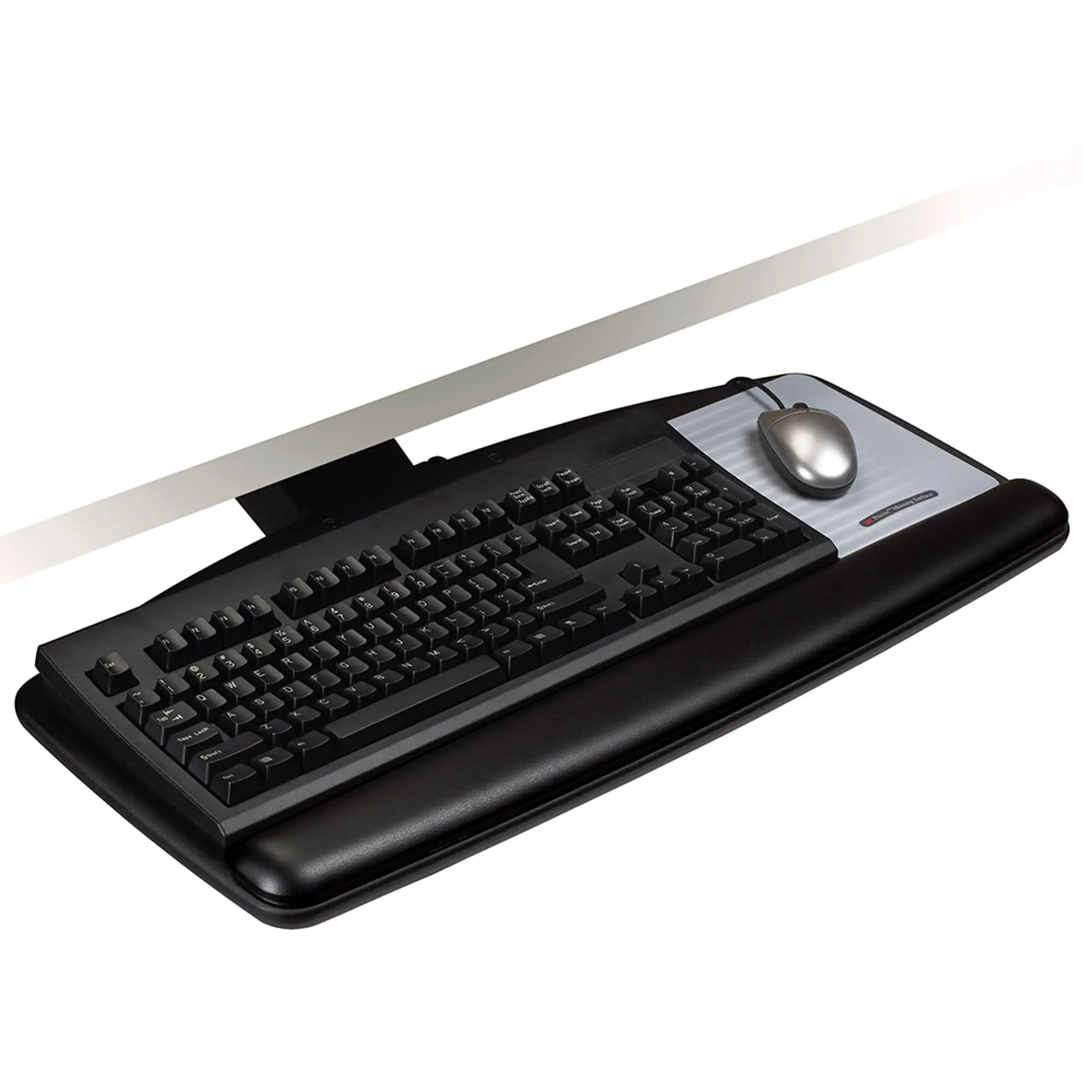 3M Keyboard Tray, Just Lift To Adjust Height And Tilt, Includes Gel Wrist Rest & Precise Mouse Pad, 23" Track, Black (AKT90LE)