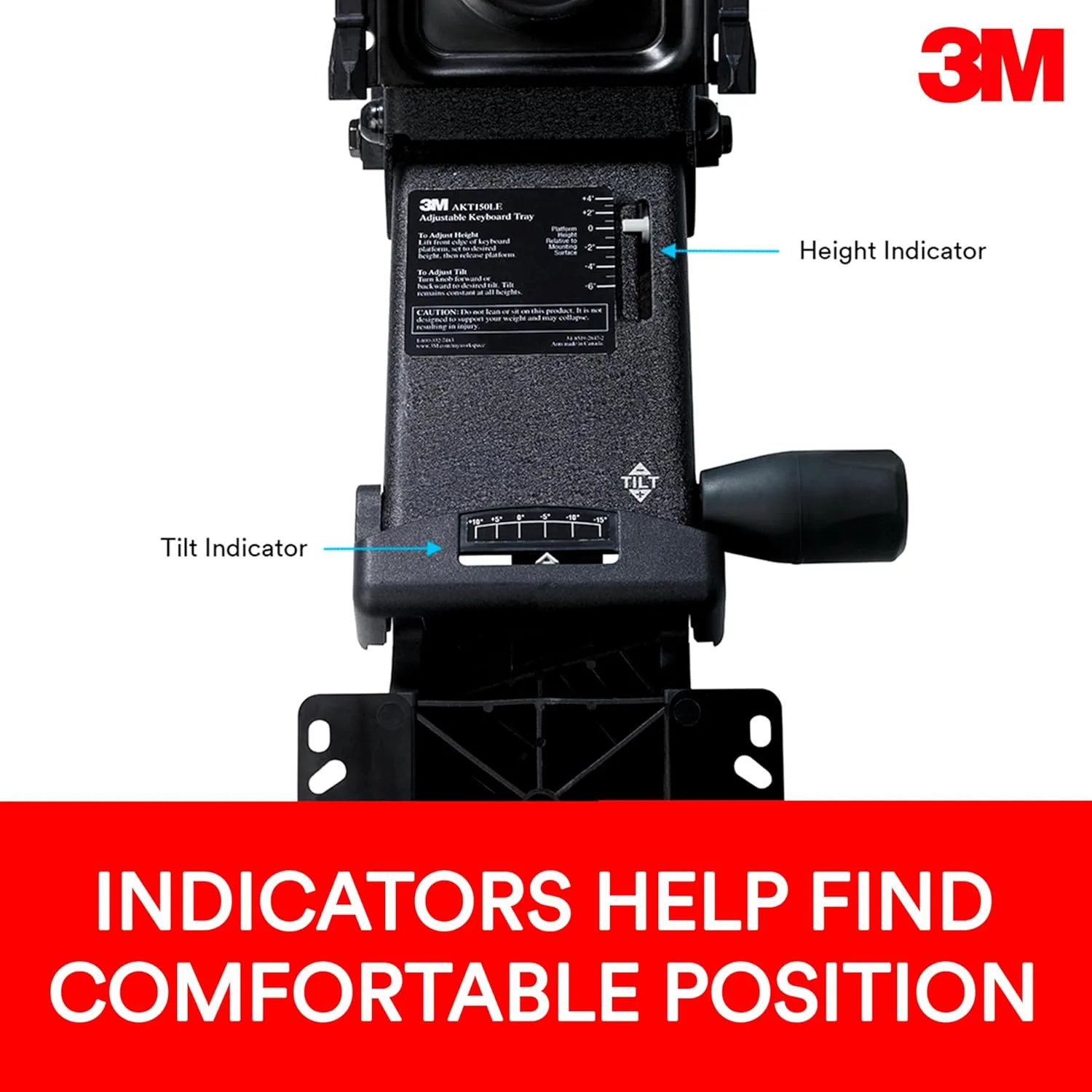 3M Keyboard Tray, Just Lift To Adjust Height And Tilt, Includes Gel Wrist Rest & Precise Mouse Pad, 23" Track, Black (AKT90LE)