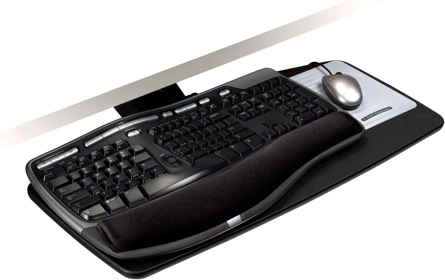 3M Keyboard Tray, Just Lift To Adjust Height And Tilt, Includes Gel Wrist Rest & Precise Mouse Pad, 23" Track, Black (AKT90LE)