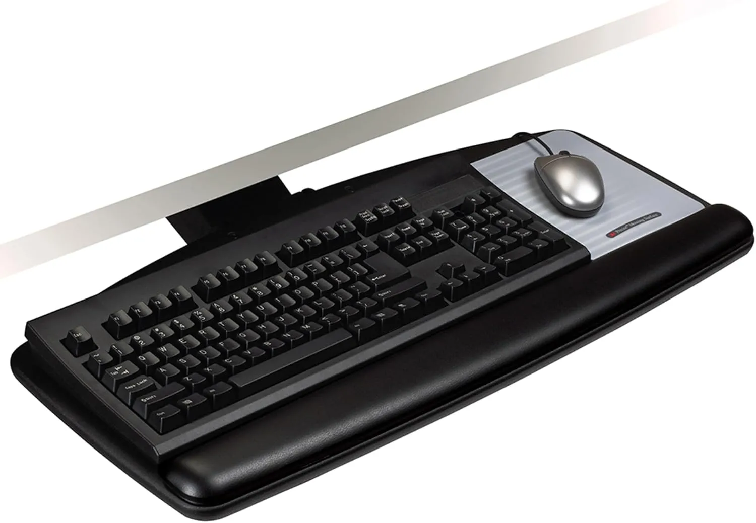 3M Keyboard Tray, Just Lift To Adjust Height And Tilt, Includes Gel Wrist Rest & Precise Mouse Pad, 23" Track, Black (AKT90LE)