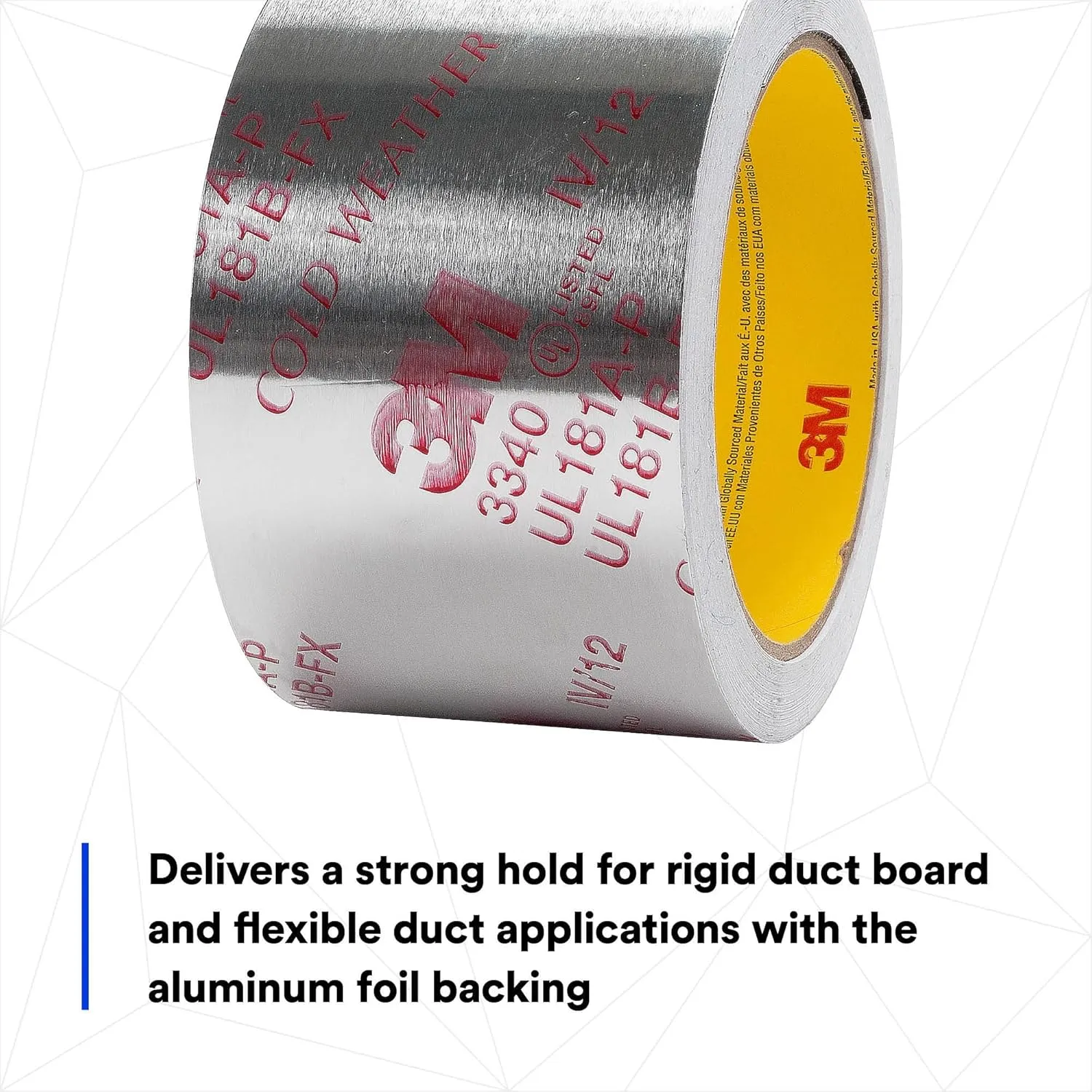 3M Aluminum Foil Tape 3340 – 2.5 in x 50 yd, 4.0 mil, Silver