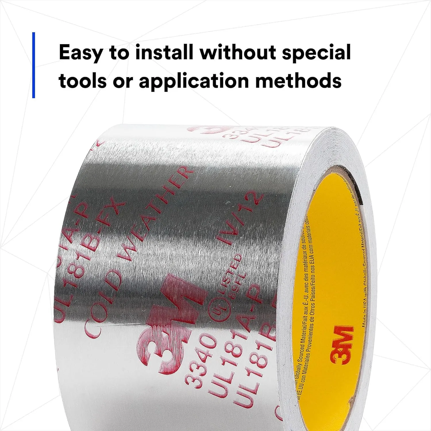 3M Aluminum Foil Tape 3340 – 2.5 in x 50 yd, 4.0 mil, Silver