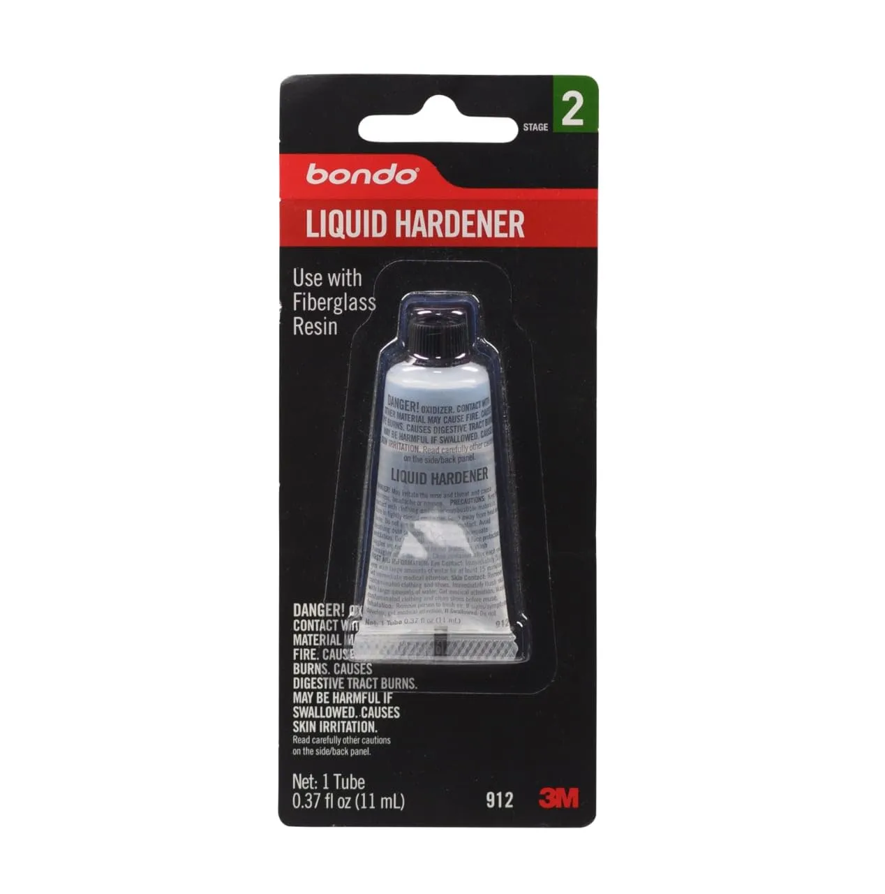 3M Bondo Liquid Hardener 1 Tube 0.37 fl oz. Use with Fiberglass Resin for Auto and Home Repairs