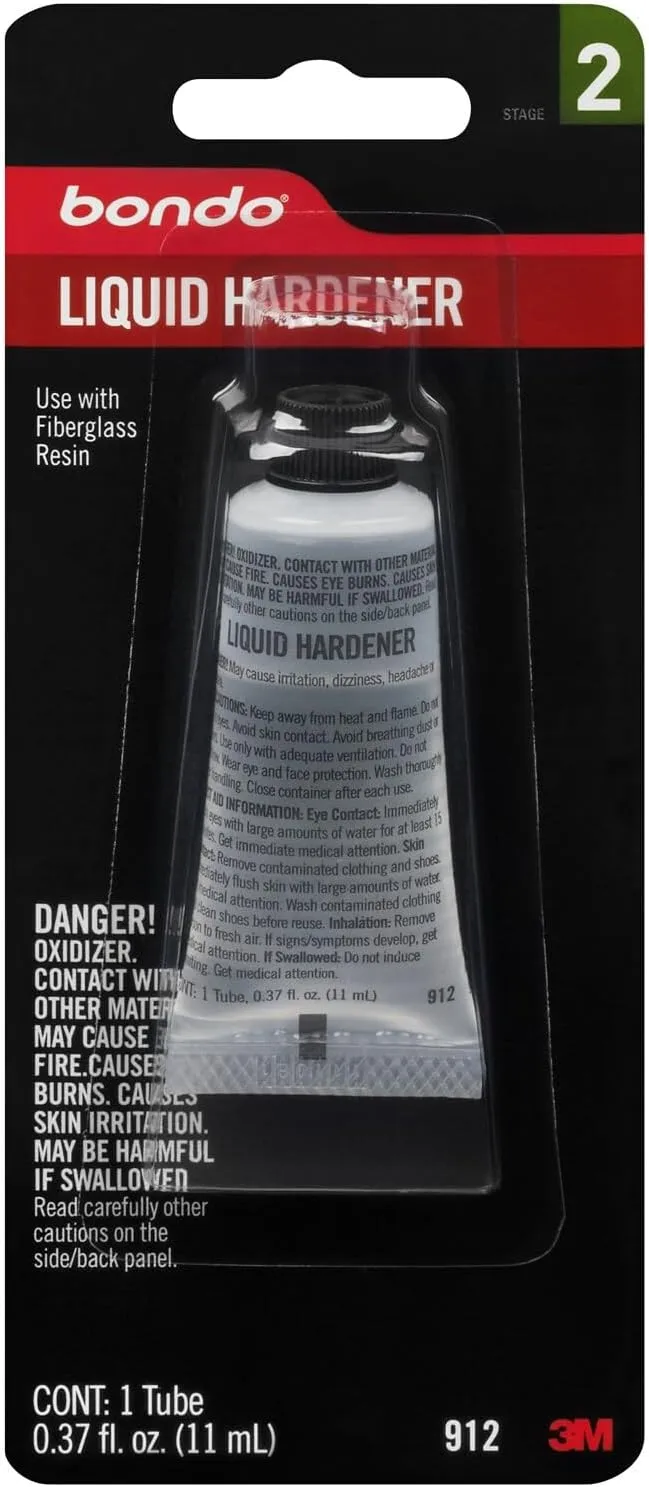 3M Bondo Liquid Hardener 1 Tube 0.37 fl oz. Use with Fiberglass Resin for Auto and Home Repairs