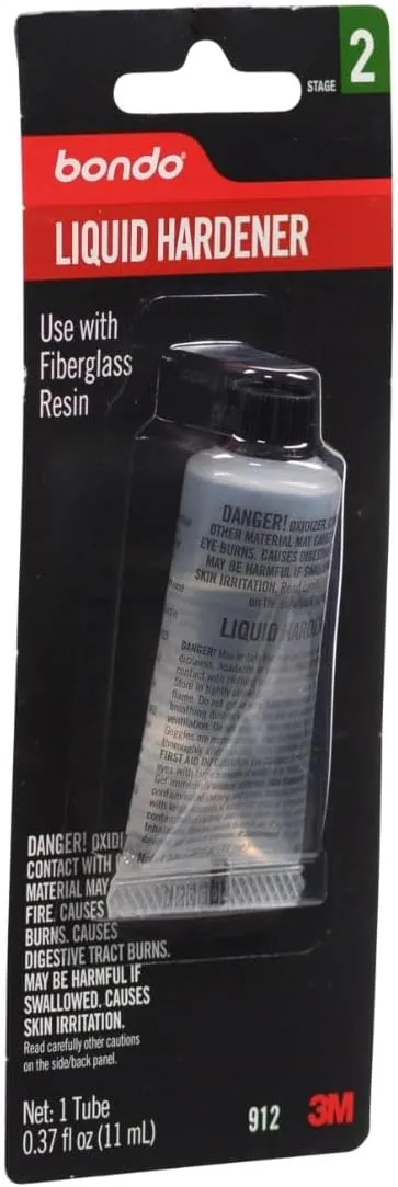 3M Bondo Liquid Hardener 1 Tube 0.37 fl oz. Use with Fiberglass Resin for Auto and Home Repairs