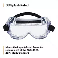 3M Centurion Safety Splash Goggle 454, 40304-00000-10 Clear Lens, 1 Pair