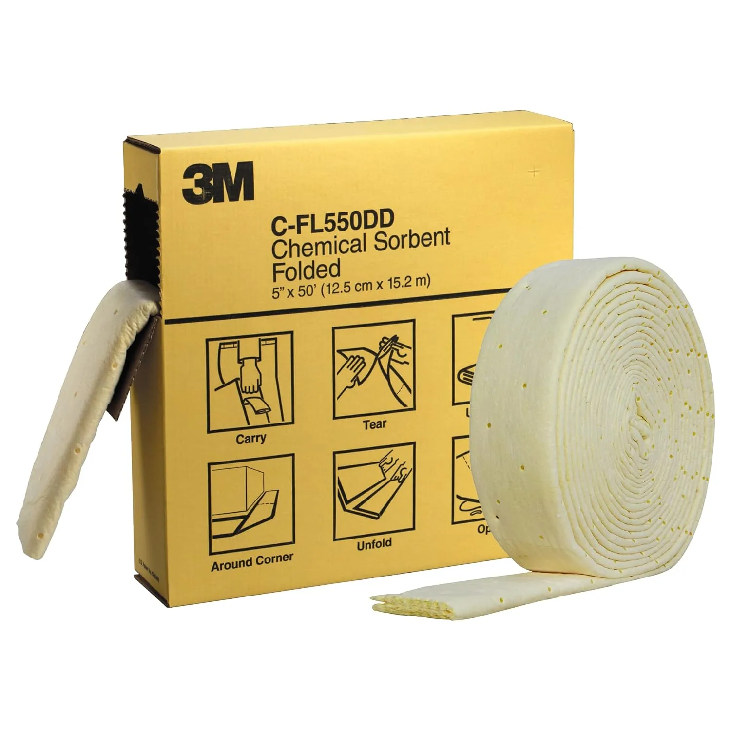 3M Chemical Sorbent Folded C-FL550DD/P-F2001, 5" x 50', 3 Box/Case