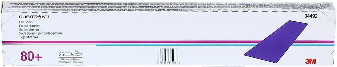 Cubitron II 34492 File Sheet (80+ File Sheet 2 3/4 in x 16 1/2 in File Sheet 25 Sheets/Box)