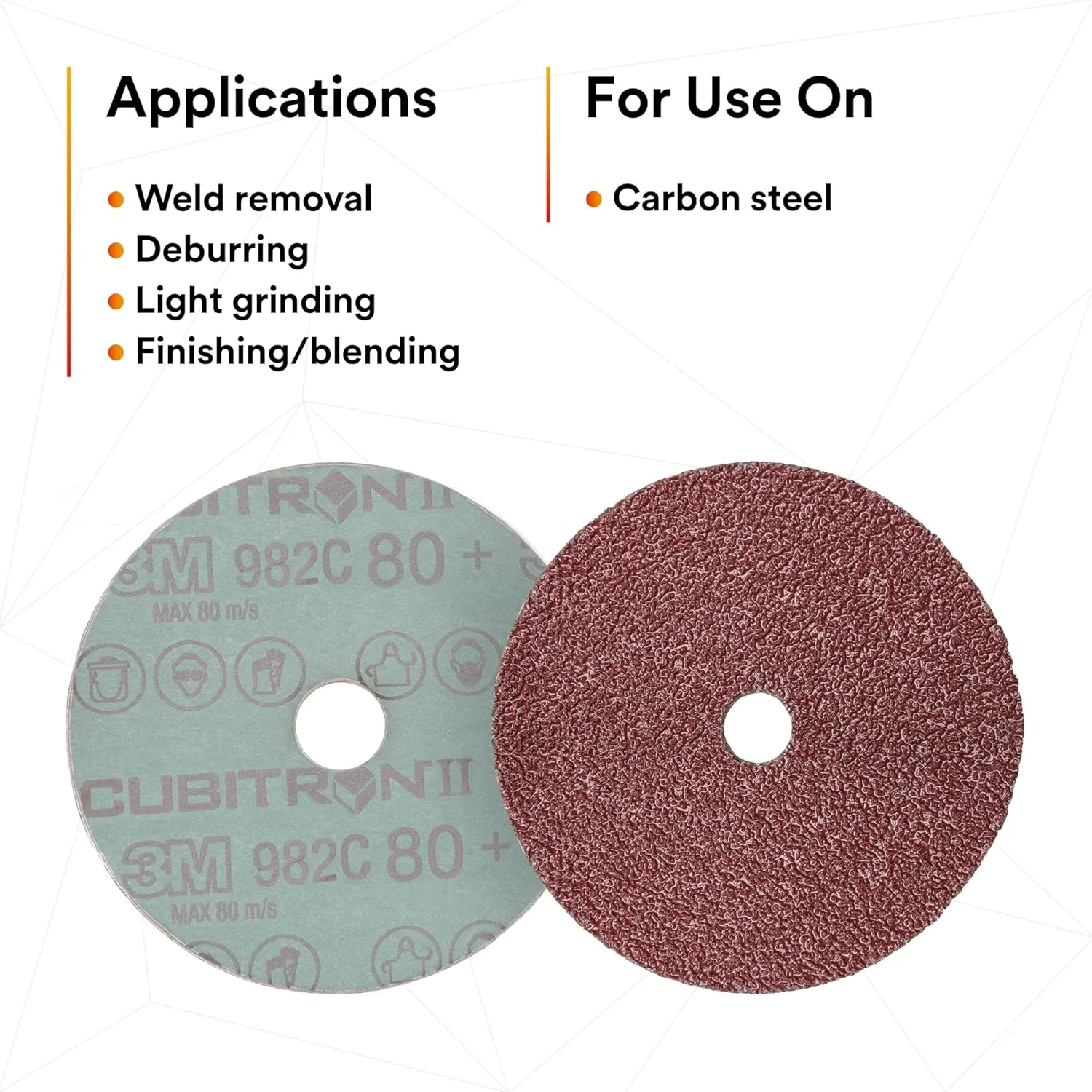 3M Cubitron II Fibre Disc 982C, 7 in TN Quick Change, 36+ Grit, Pack of 25