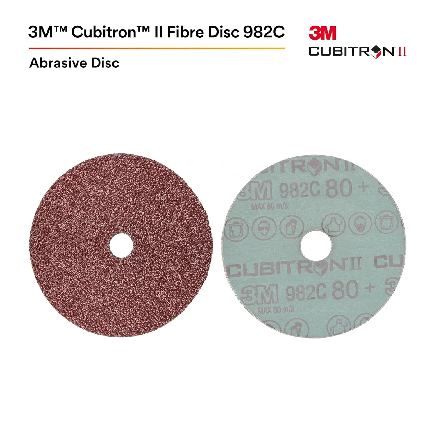 3M Cubitron II Fibre Disc 982C, 7 in TN Quick Change, 36+ Grit, Pack of 25