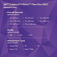 3M Cubitron II Roloc Fibre Disc 982C, 36+, TR, 4 in x NH, Die R400BB 36+ 4 in