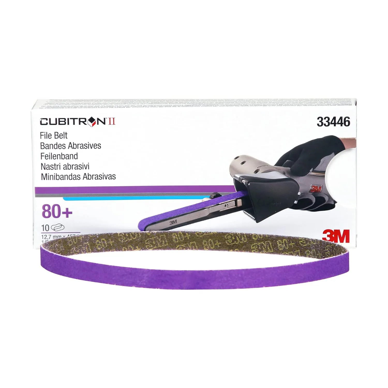 3M Cubitron II File Belt 33446, 80+ Grit, 1/2 in x 18 in, Pack of 20