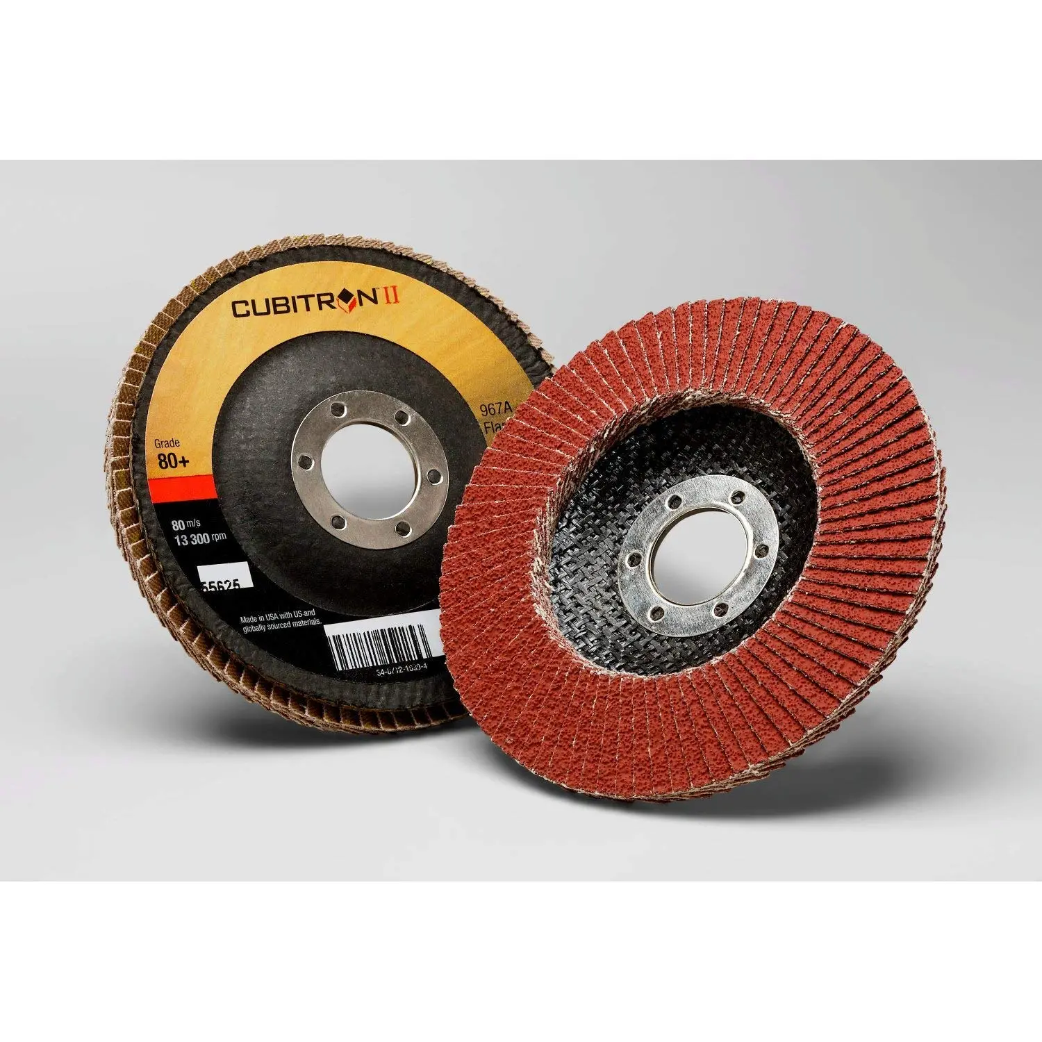 3M Cubitron II Flap Disc 967A, 80+, T29, 4-1/2 in x 7/8 in, Pack of 10, Medium Pressure Applications, Light Deburring, Scale Removal, Oxide Removal, Surface Prep
