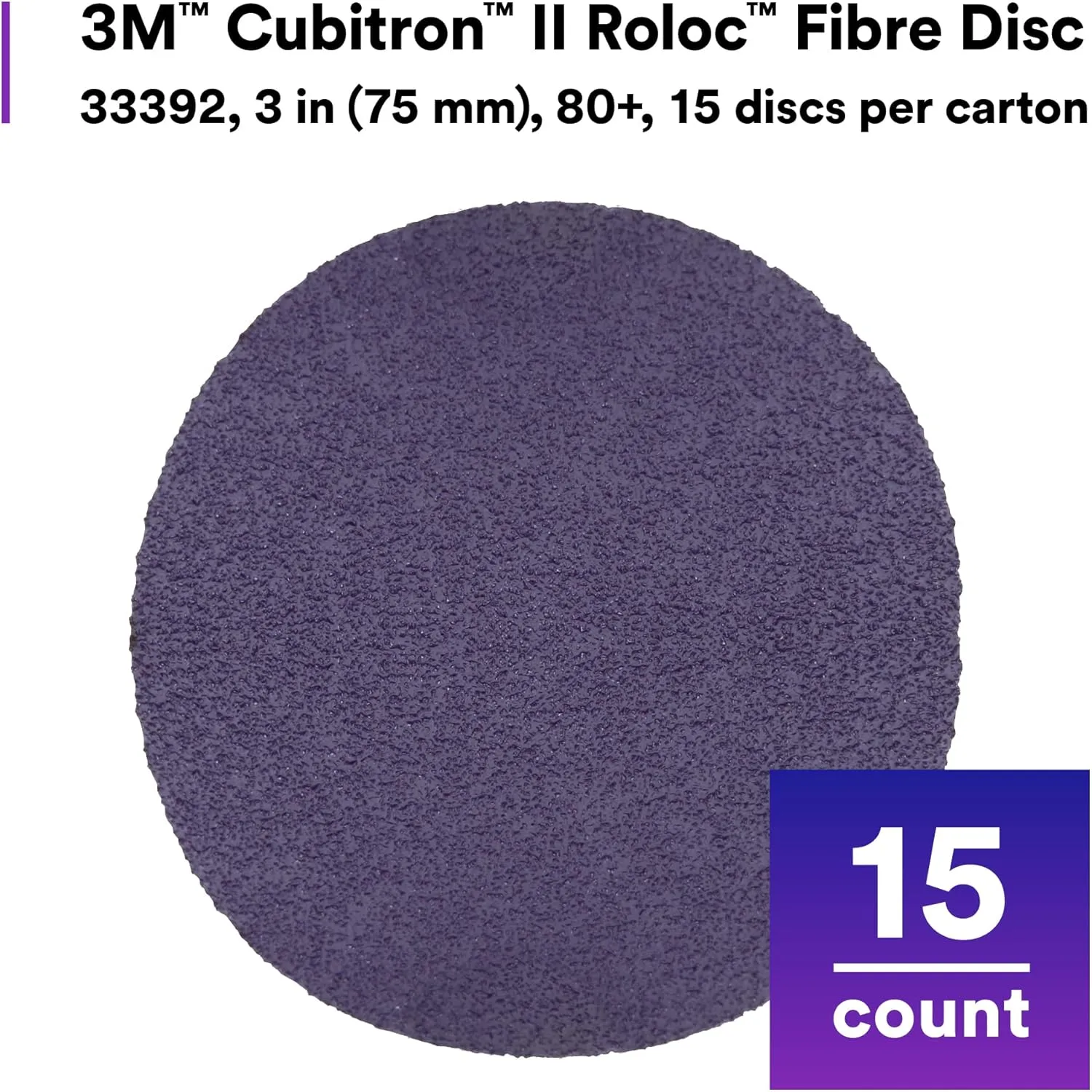 3M Cubitron II Roloc Fibre Disc, 786C, 33391, 3 in, 60+ Grit, 15 Pack, High Performance, Fast Cutting, Long Lasting 60+ Grit 3 in