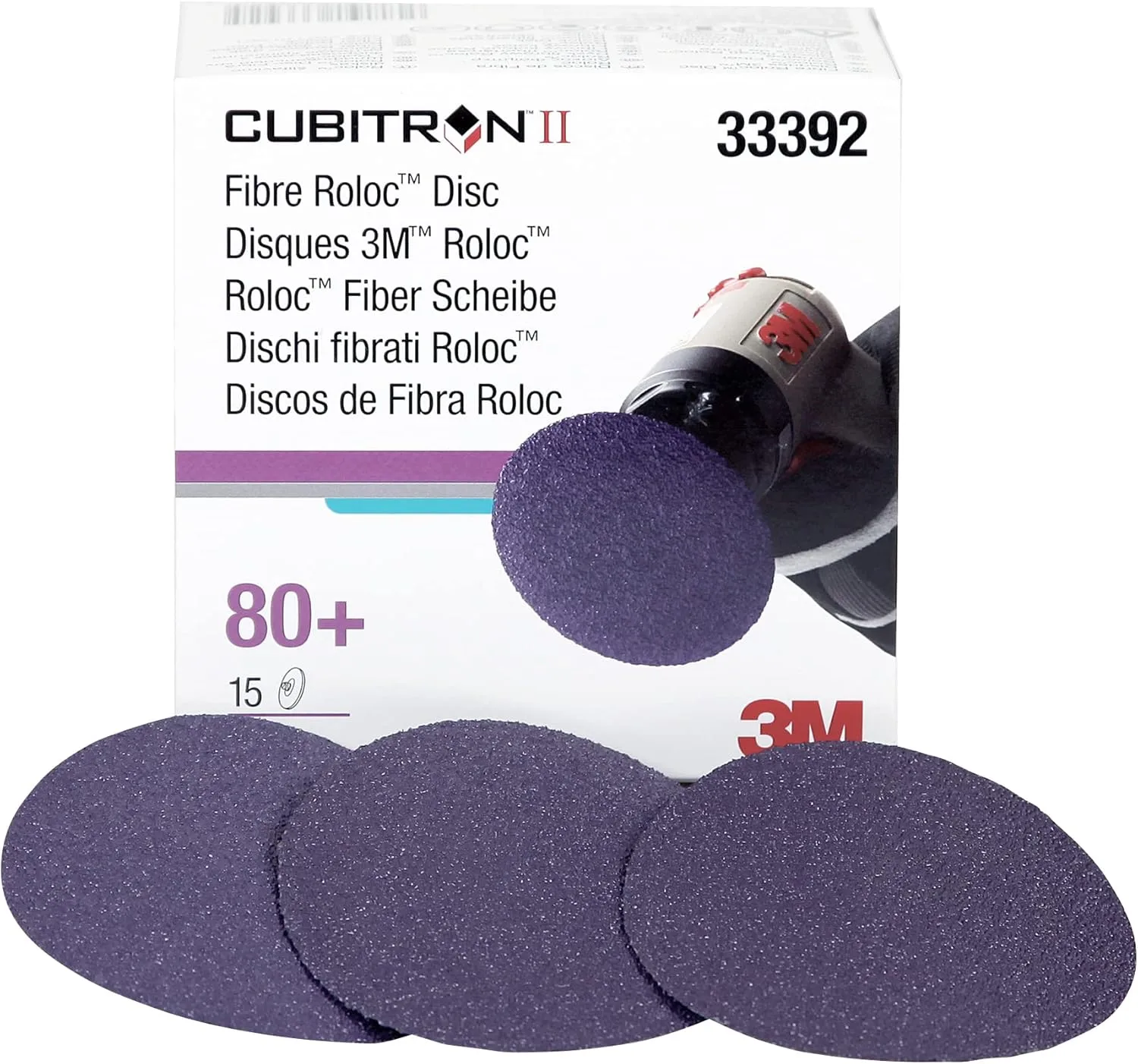 3M Cubitron II Roloc Fibre Disc, 786C, 33391, 3 in, 60+ Grit, 15 Pack, High Performance, Fast Cutting, Long Lasting 60+ Grit 3 in