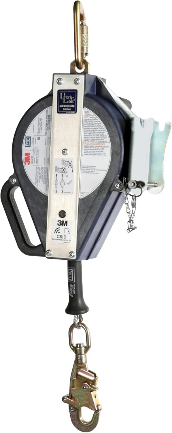 3M DBI-SALA Ultra-Lok 3-Way Retrieval Self-Retracting Lifeline with Bracket 3503886, Galvanized Cable, 50 ft