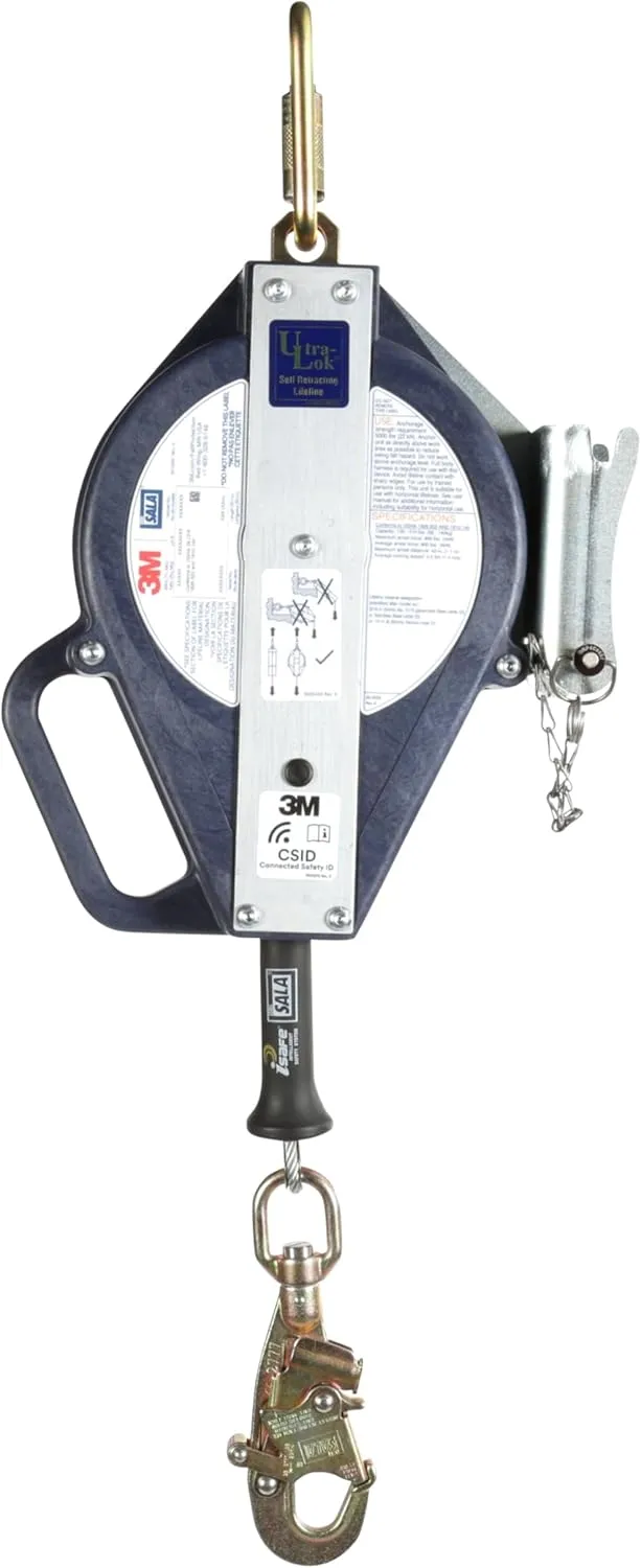 3M DBI-SALA Ultra-Lok 3-Way Retrieval Self-Retracting Lifeline with Bracket 3503886, Galvanized Cable, 50 ft