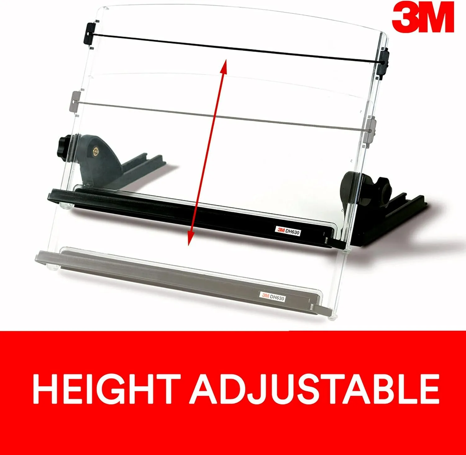 3M Adjustable In-Line Document Holder, 14in, Black/Clear (DH630)