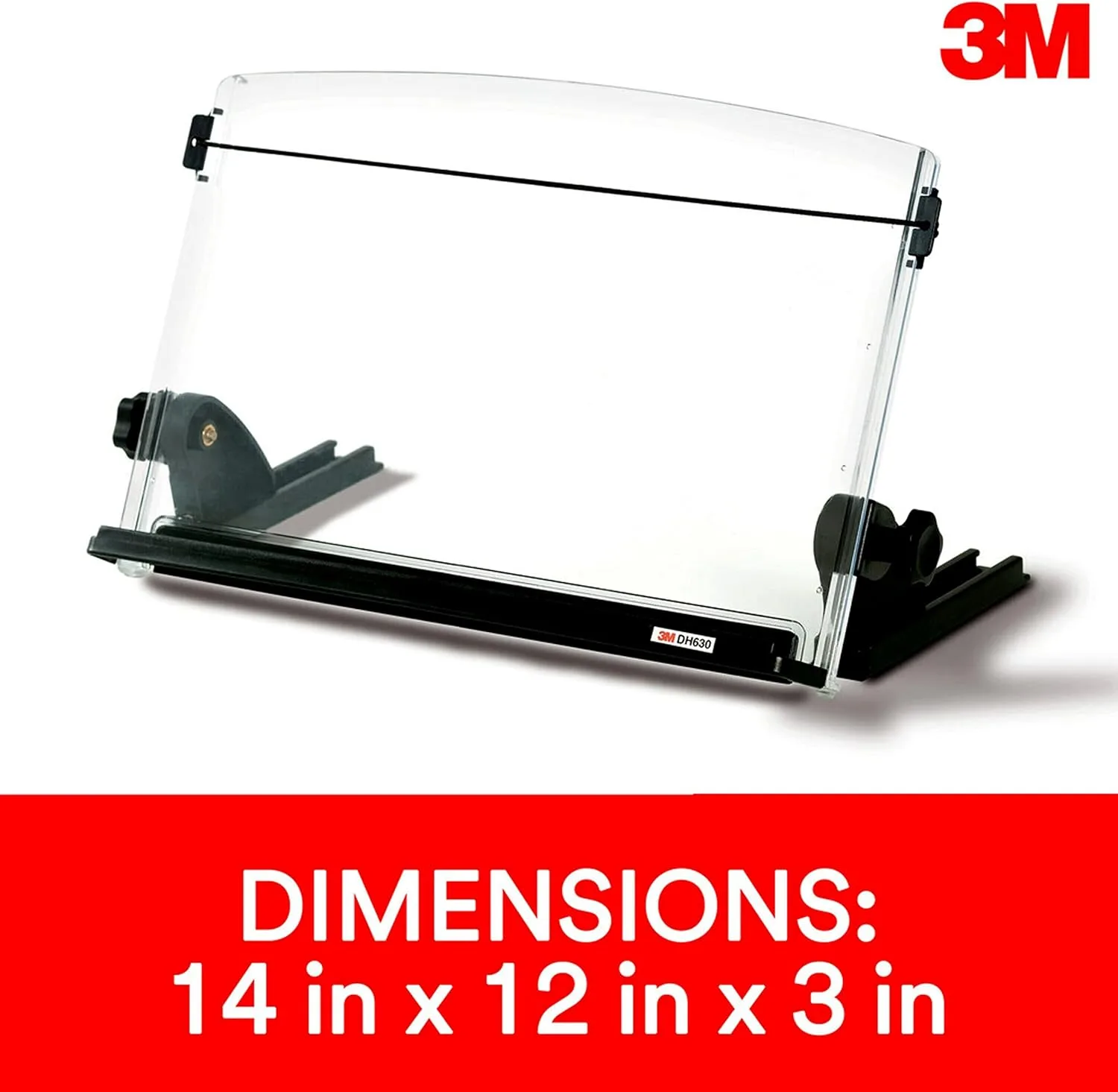 3M Adjustable In-Line Document Holder, 14in, Black/Clear (DH630)