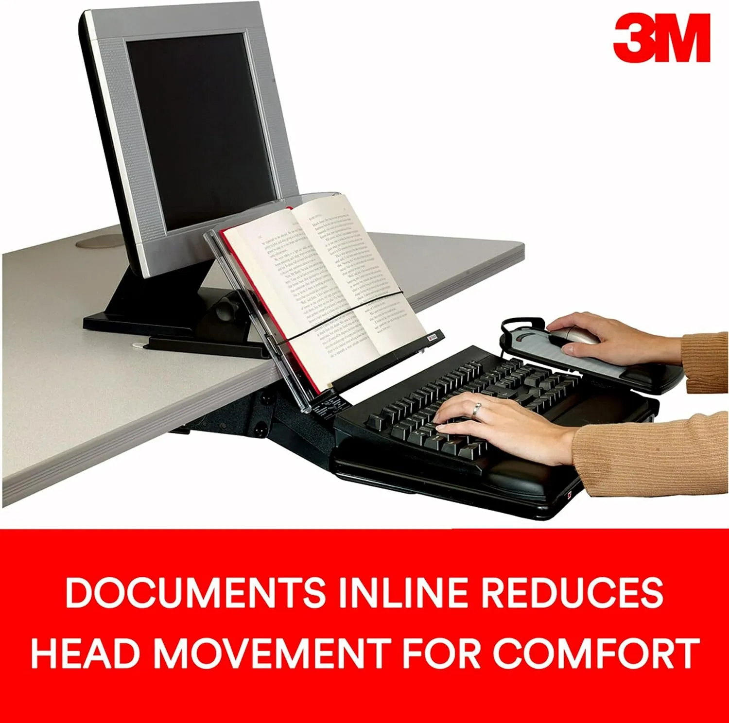 3M Adjustable In-Line Document Holder, 14in, Black/Clear (DH630)