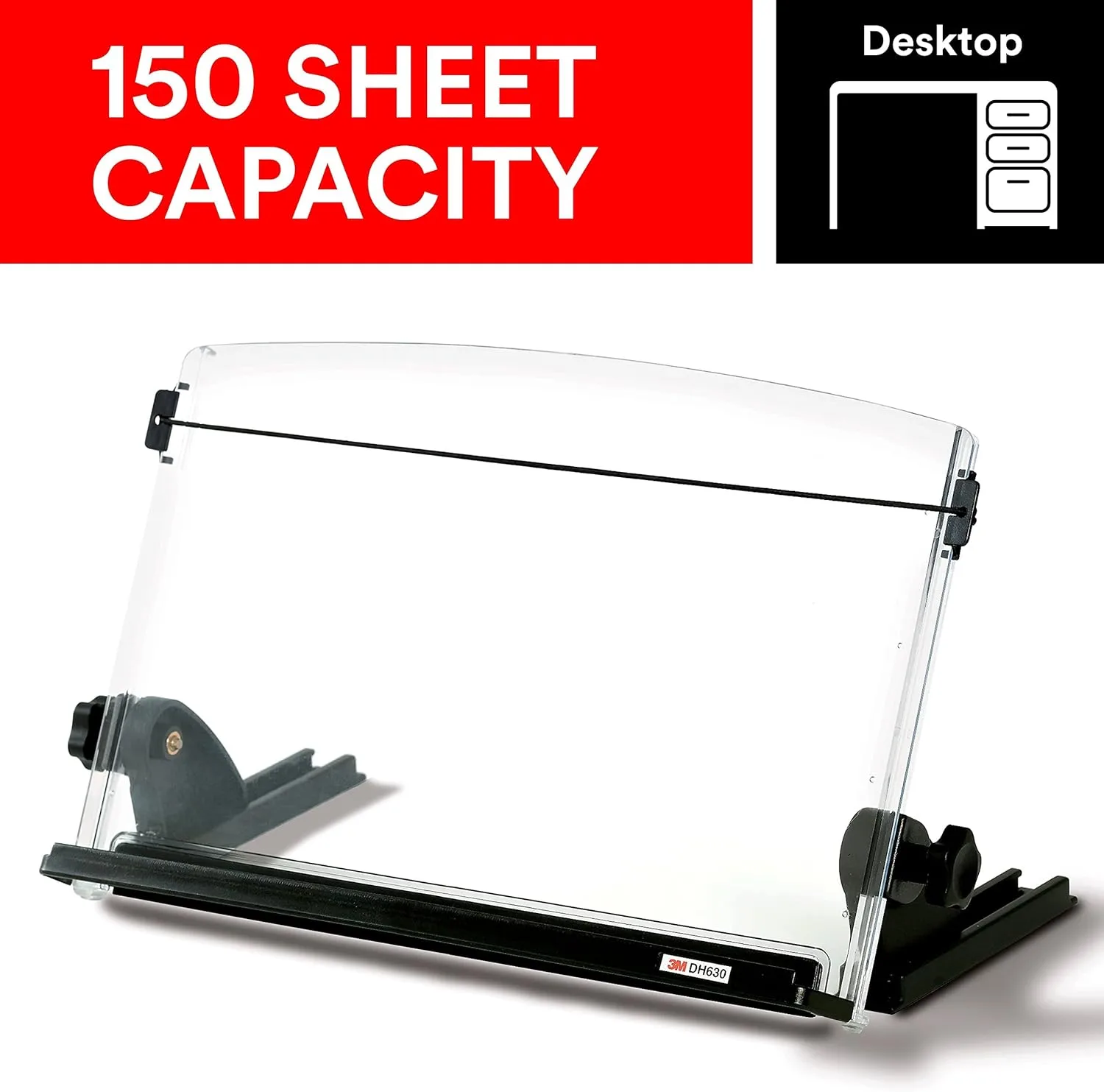 3M Adjustable In-Line Document Holder, 14in, Black/Clear (DH630)