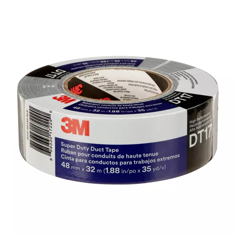 3M Super Duty Duct Tape DT17, Black, Ultra Thick, Wear Resistant, 17 mil, 48 mm x 32 m, 1 Roll