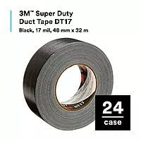 3M Super Duty Duct Tape DT17, Black, Ultra Thick, Wear Resistant, 17 mil, 48 mm x 32 m, 1 Roll