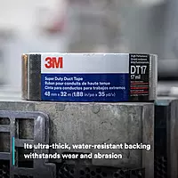 3M Super Duty Duct Tape DT17, Black, Ultra Thick, Wear Resistant, 17 mil, 48 mm x 32 m, 1 Roll