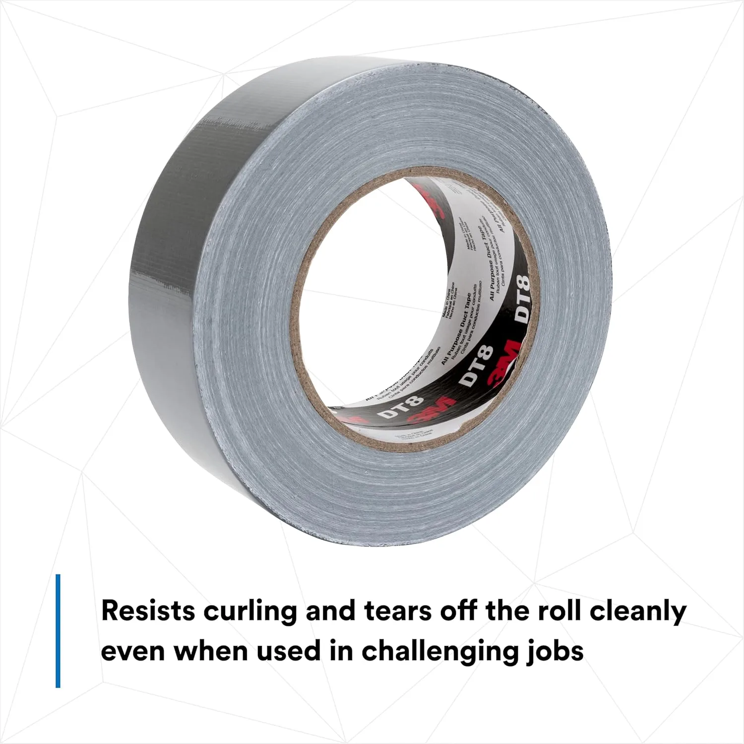 3M DT8 Industrial Strength Multi-Use Duct Tape, Silver, 1.88in x 60 yd x 8 mil Thickness – Professional Grade Adhesive