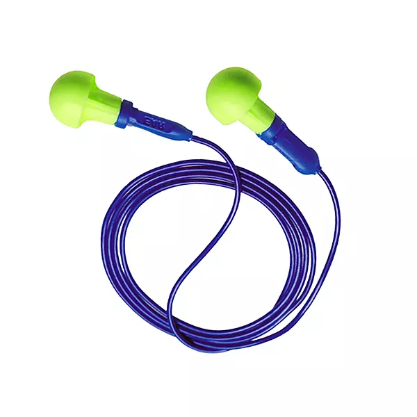 3M E-A-R Push-Ins Earplugs 318-1001, Corded, Poly Bag 100-Pair Yellow/ Blue 100 Pair (Pack of 1)