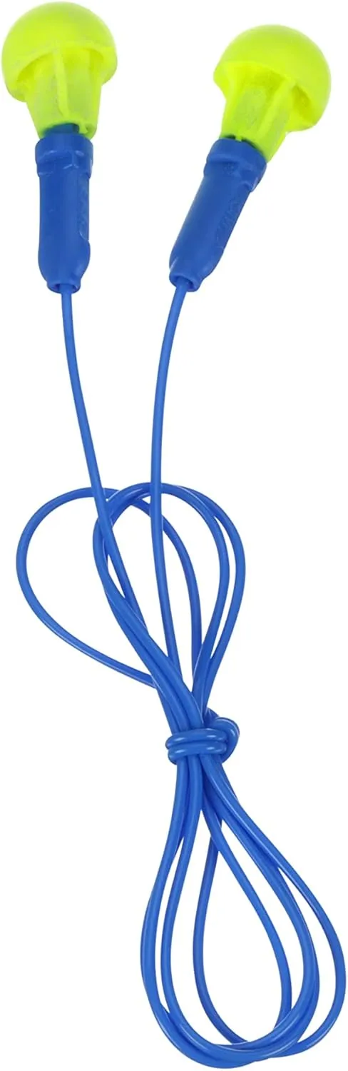 3M E-A-R Push-Ins Earplugs 318-1001, Corded, Poly Bag 100-Pair Yellow/ Blue 100 Pair (Pack of 1)