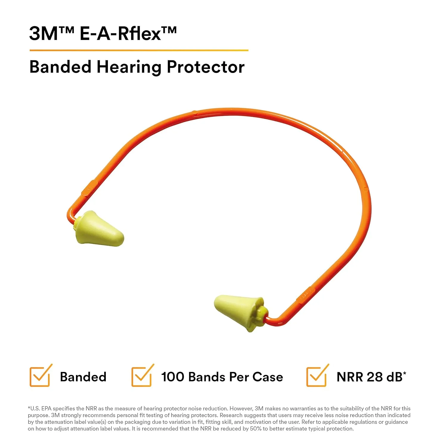 3M E-A-Rflex 20006 320-1000 Banded Hearing Protectors, 6.8" Height, 8.8" Length, 2.5" Width, ABS/Polyurethane