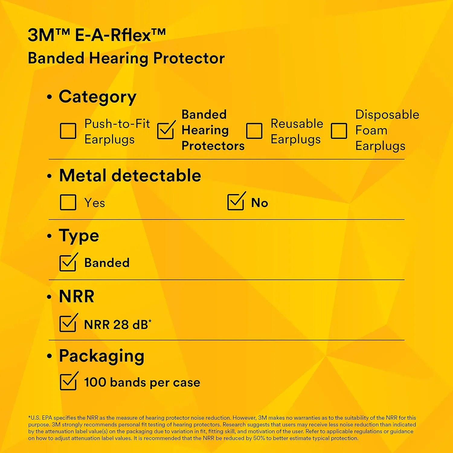 3M E-A-Rflex 20006 320-1000 Banded Hearing Protectors, 6.8" Height, 8.8" Length, 2.5" Width, ABS/Polyurethane